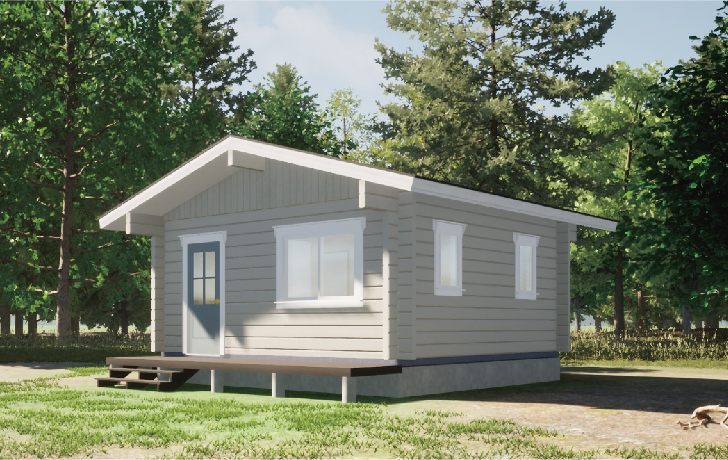 遊々自的mii 国産檜使用マシンカットログハウス外観